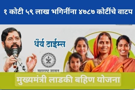 मुख्यमंत्री माझी लाडकी बहिण योजना : १ कोटी ५९ लाख भगिनींना ४७८७ कोटींचे वाटप